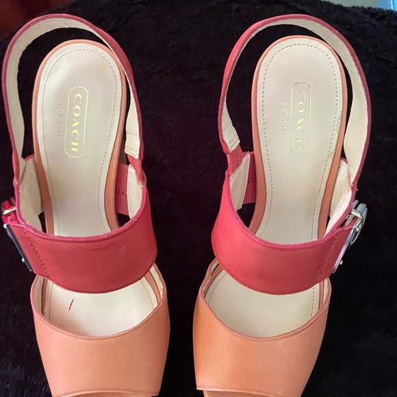 Coach Darcey Leather Pink Multi Heels  - Size 7 - Picture 5 of 7